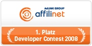 Sieger beim affili.net Contest für Webservice Entwickler 2008 / 2009